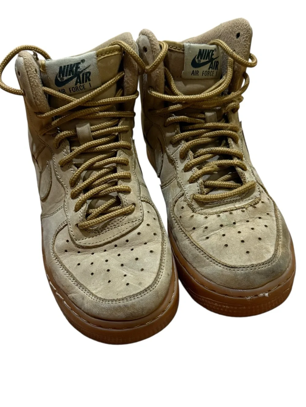 Air Force 1 High Flax Wheat Tan Shoes Gum Sole Sneakers Size 4 Y Big Kids